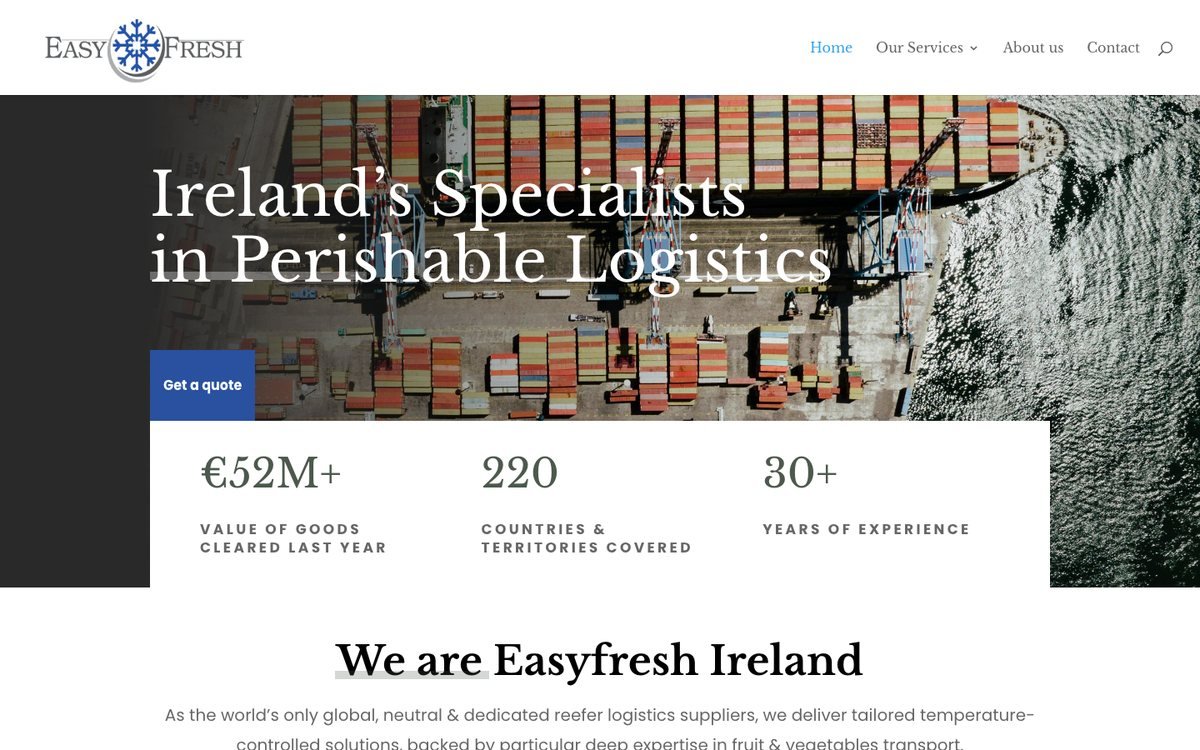 Homepage van Easyfresh Ireland